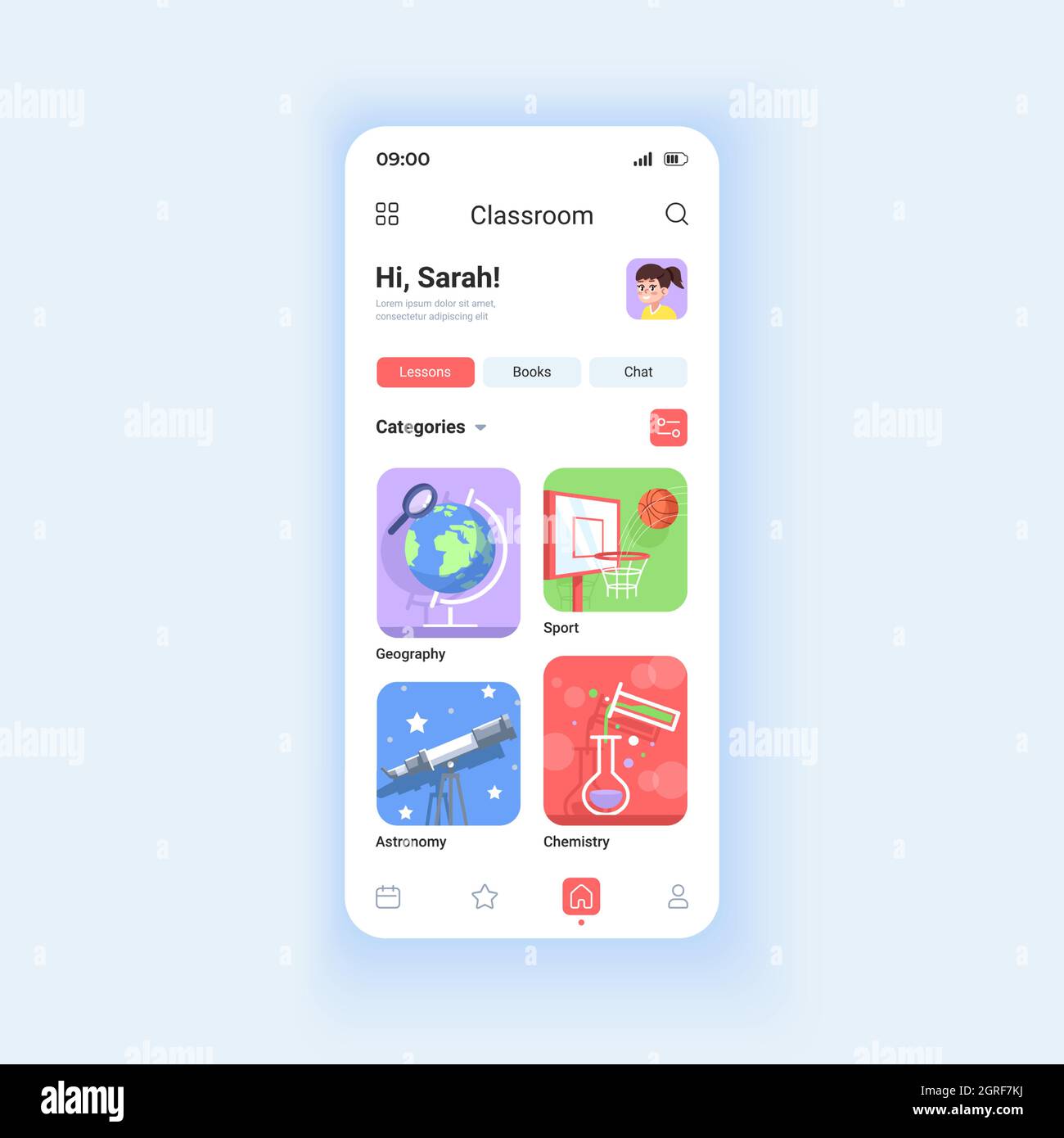 Online education daytime mode smartphone interface vector template ...