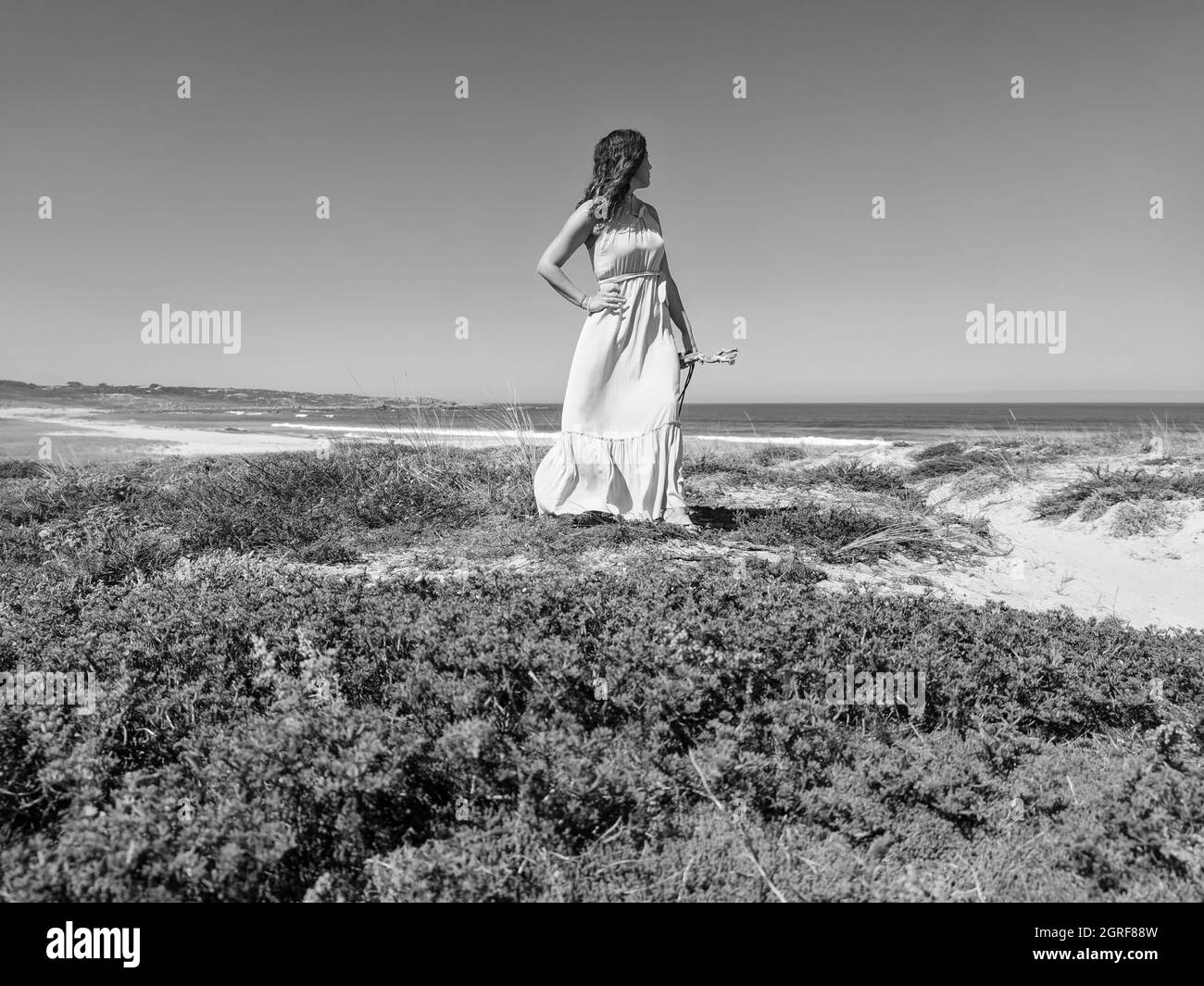 Woman atmospheric rear view Black and White Stock Photos & Images - Alamy