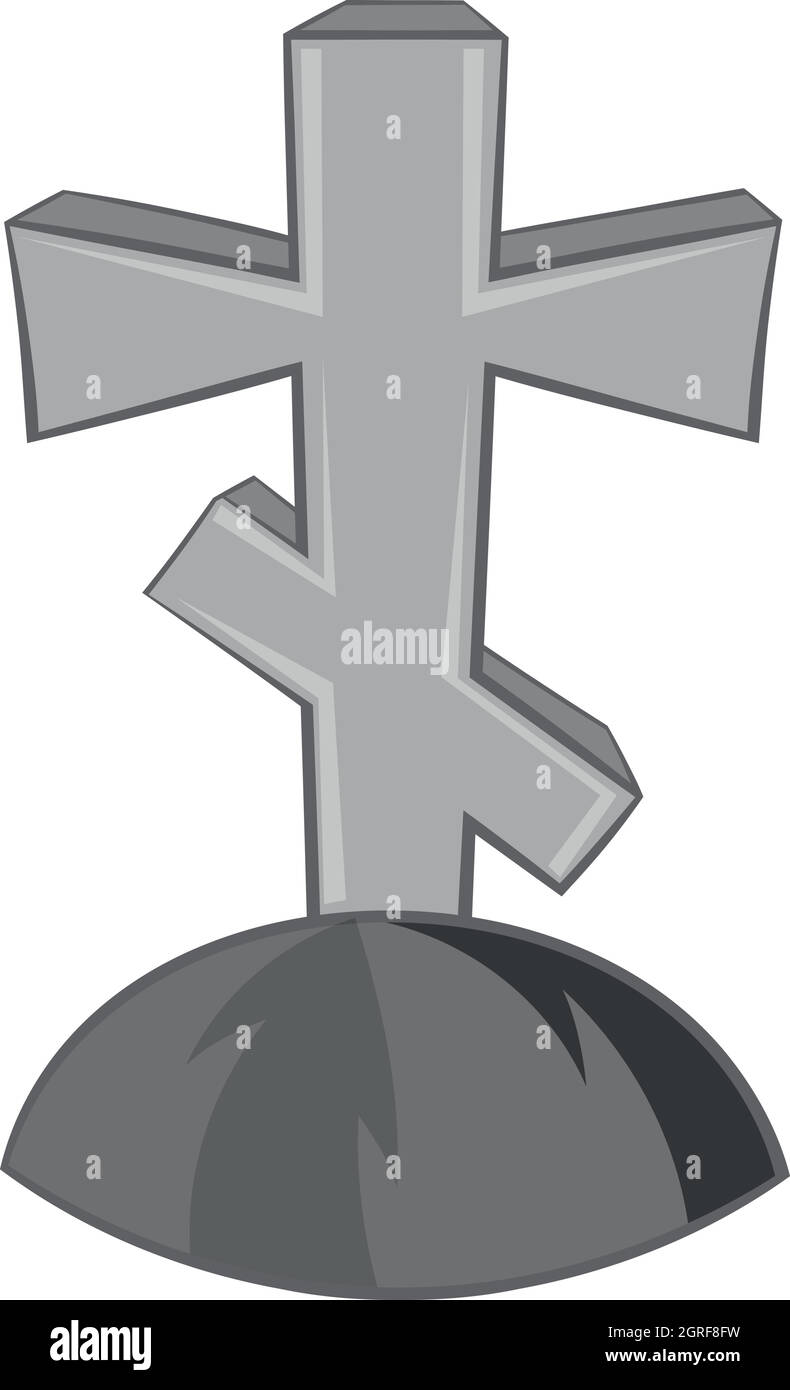 Grave cross icon, black monochrome style Stock Vector