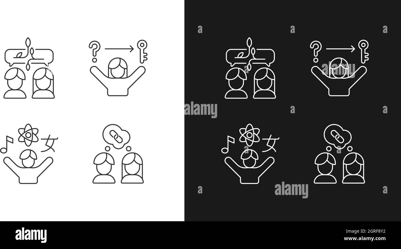 Communication skills linear icons set for dark and light mode Stock ...
