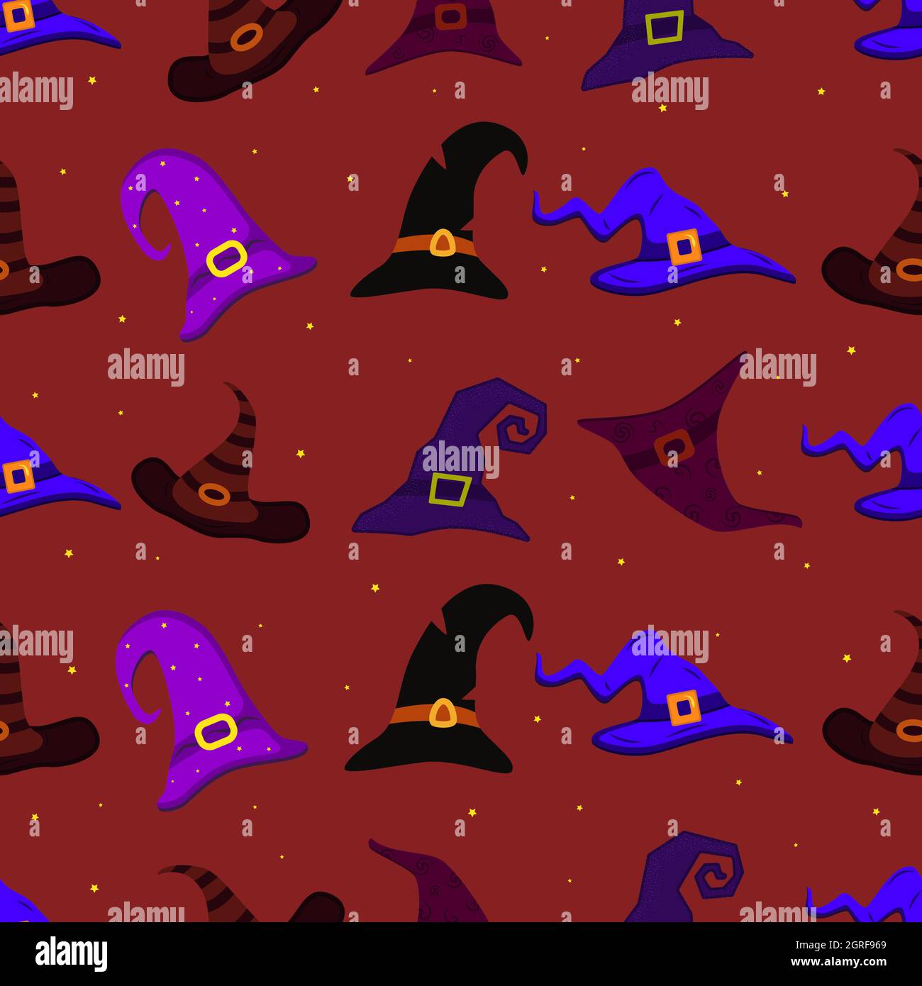 Seamless pattern with witch hats. Halloween vector cartoon illustration ...
