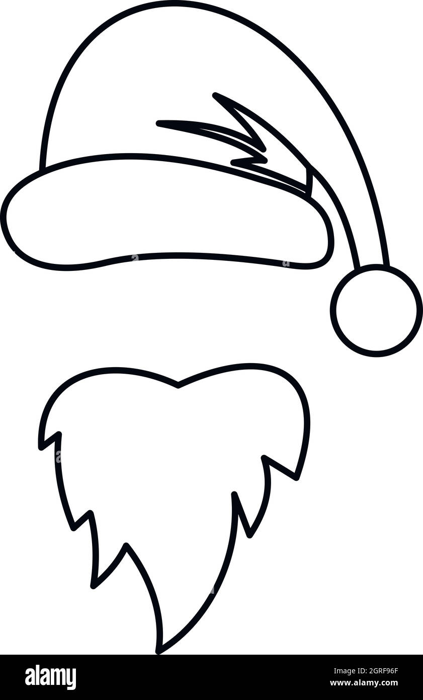 Christmas hat and long beard of Santa Claus icon Stock Vector Image ...