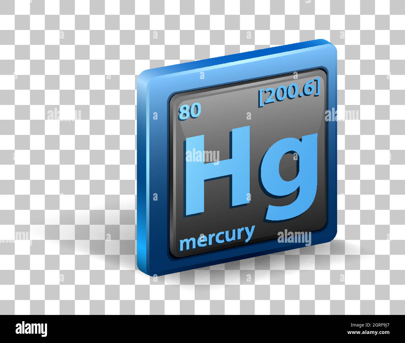 Mercury chemical element. Chemical symbol with atomic number and atomic