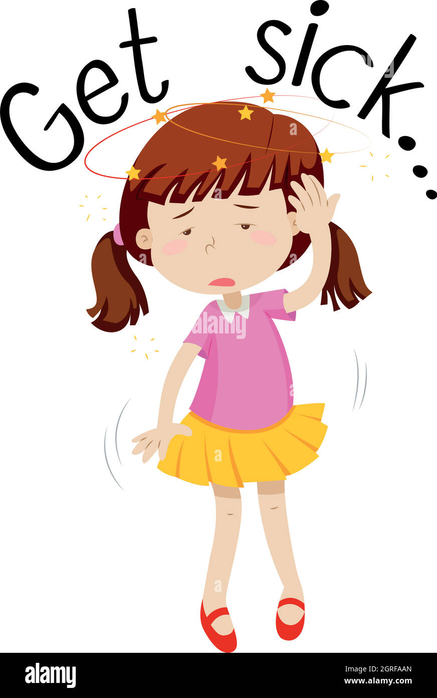 Wordcard for get sick with girl being sick Stock Vector Image \u0026 Art - Alamy, image size:871x1390