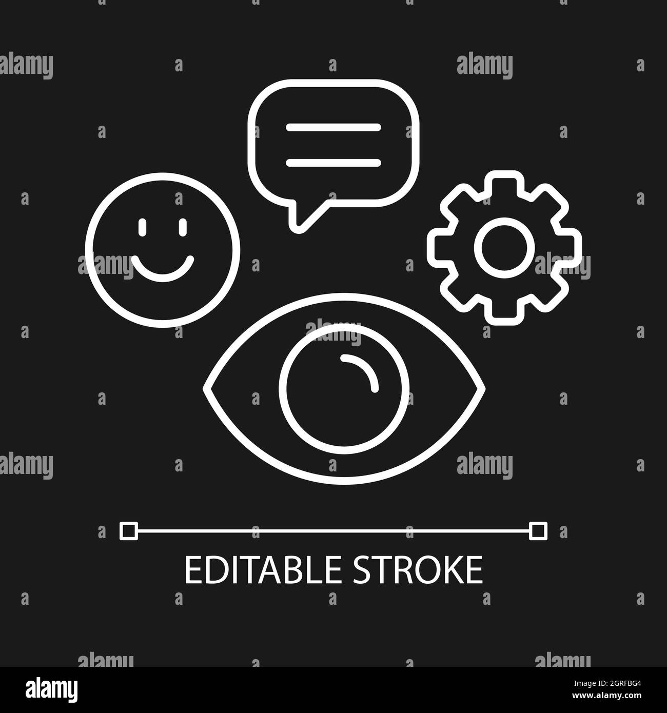Observation skills white linear icon for dark theme Stock Vector
