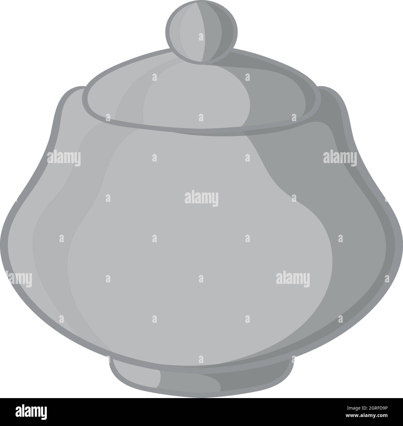 Sugar bowl icon, black monochrome style Stock Vector