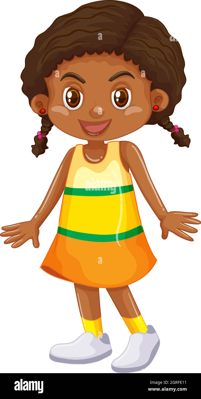 Little girl in yellow skirt Stock Vector Image & Art - Alamy