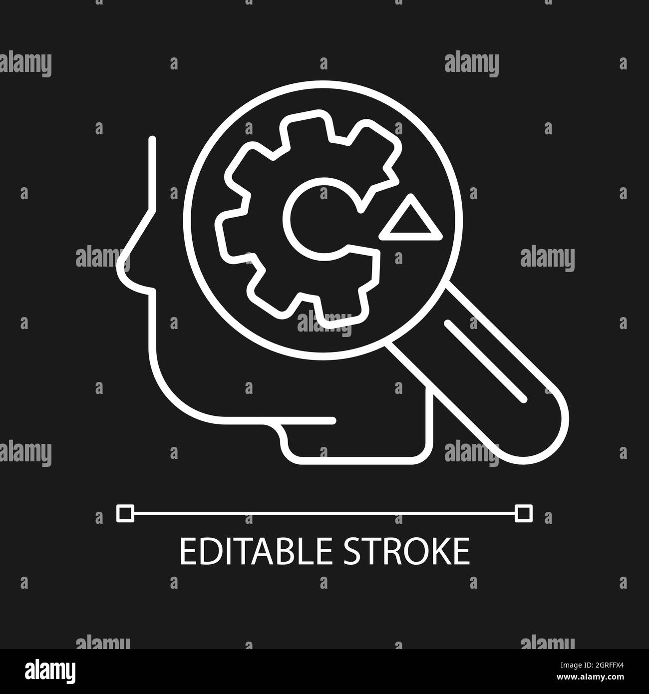 Recognizing weaknesses white linear icon for dark theme Stock Vector