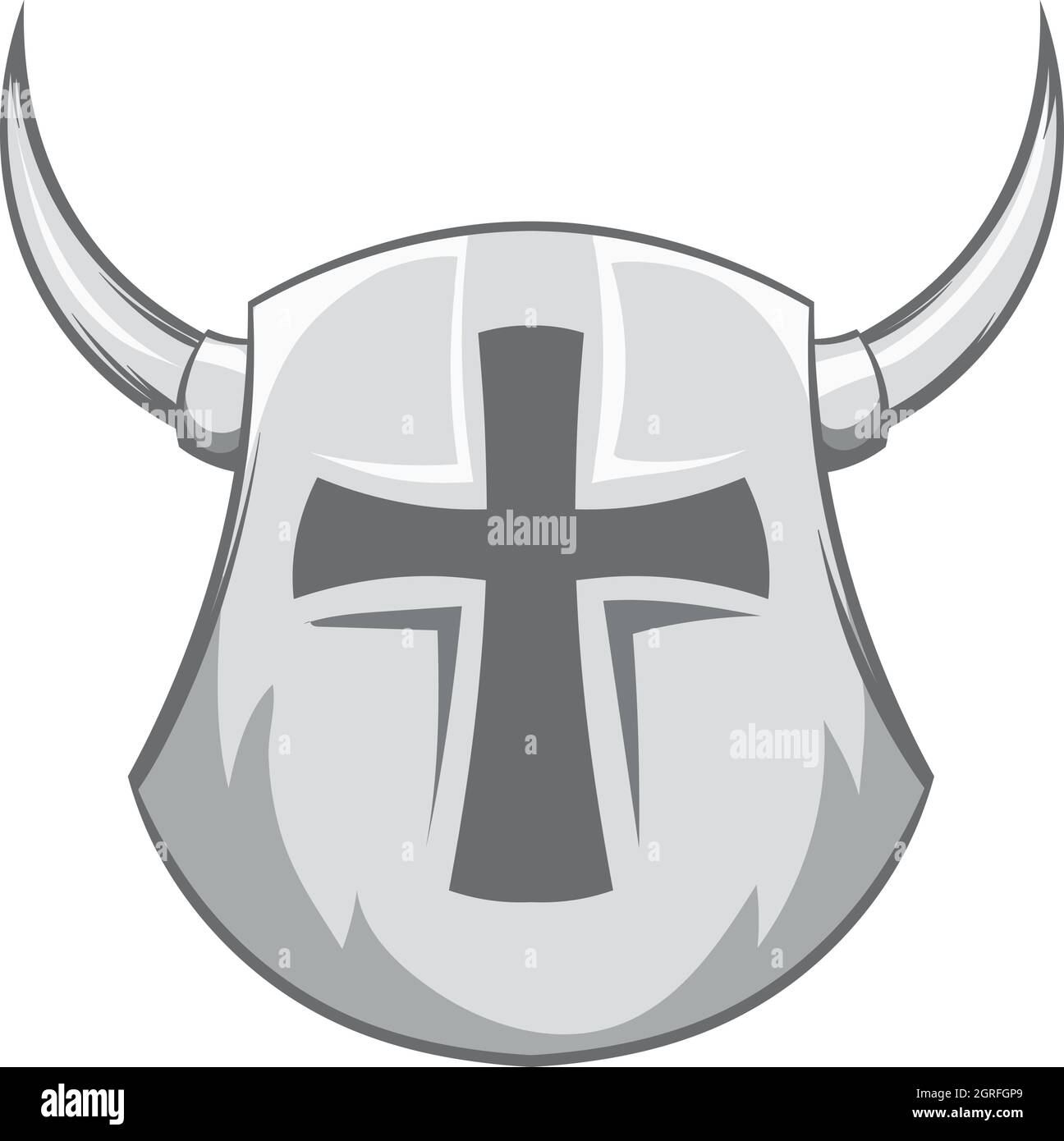 Combat helmet with cross and horns icon Stock Vector