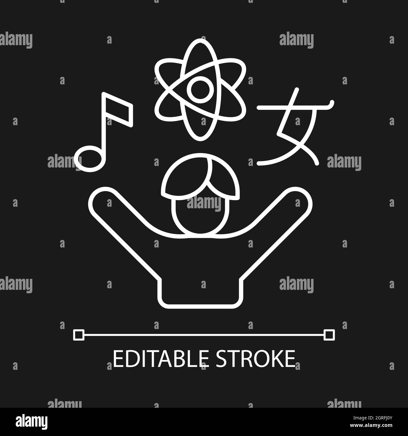 Inquisitiveness white linear icon for dark theme Stock Vector