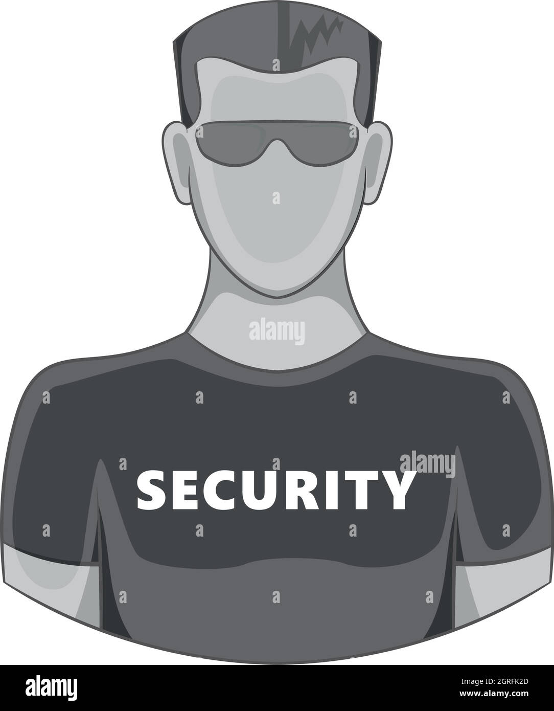 Security guard icon, black monochrome style Stock Vector