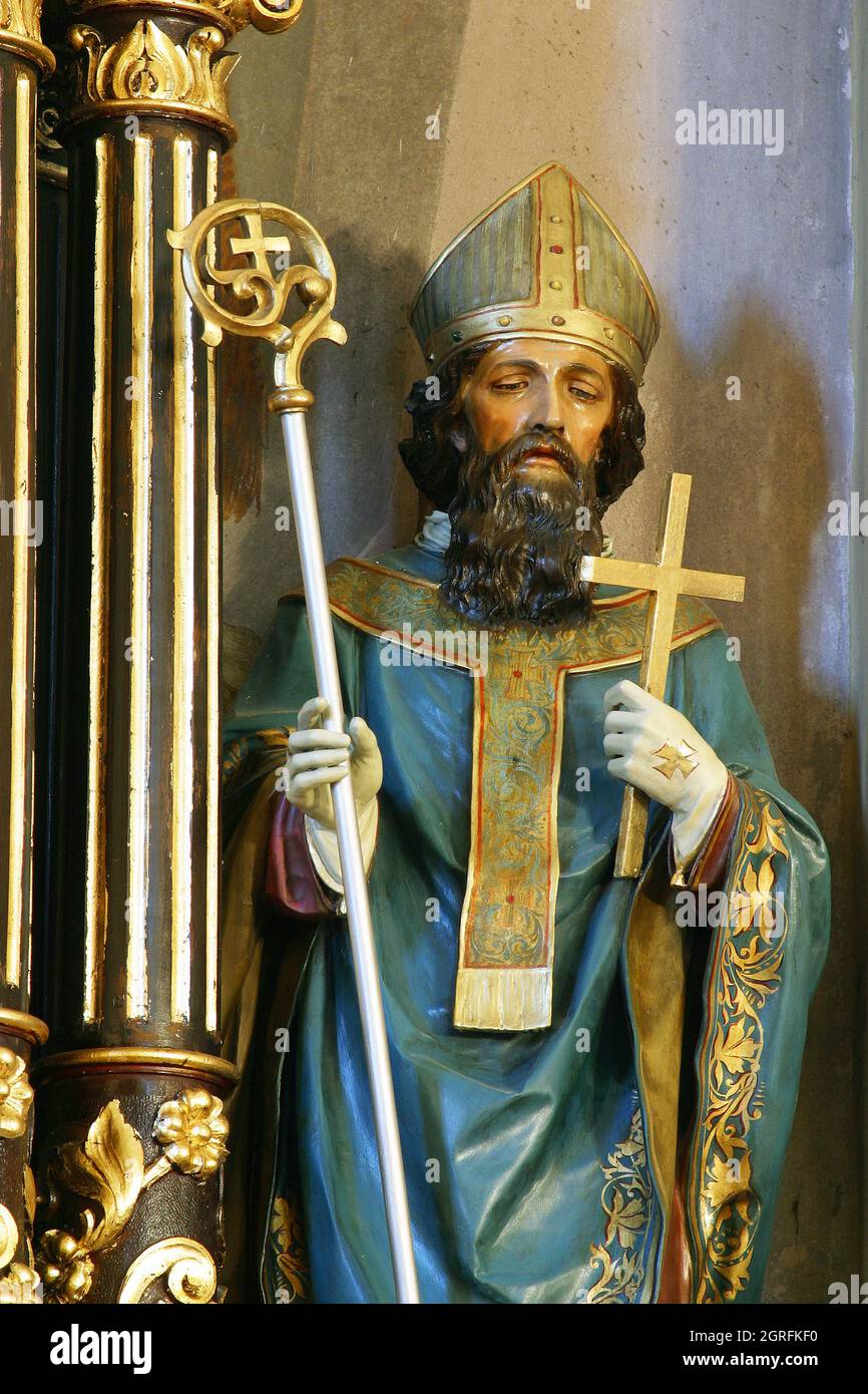 Saint Valentine, statue on the altar of the Holy Three Kings in the church of St. Clare of