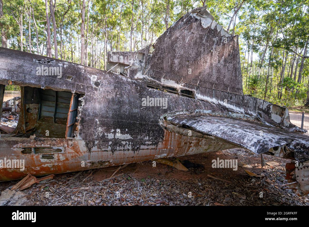 Wreckage of DC3 plane which crashed near Higgins Field, in 1945