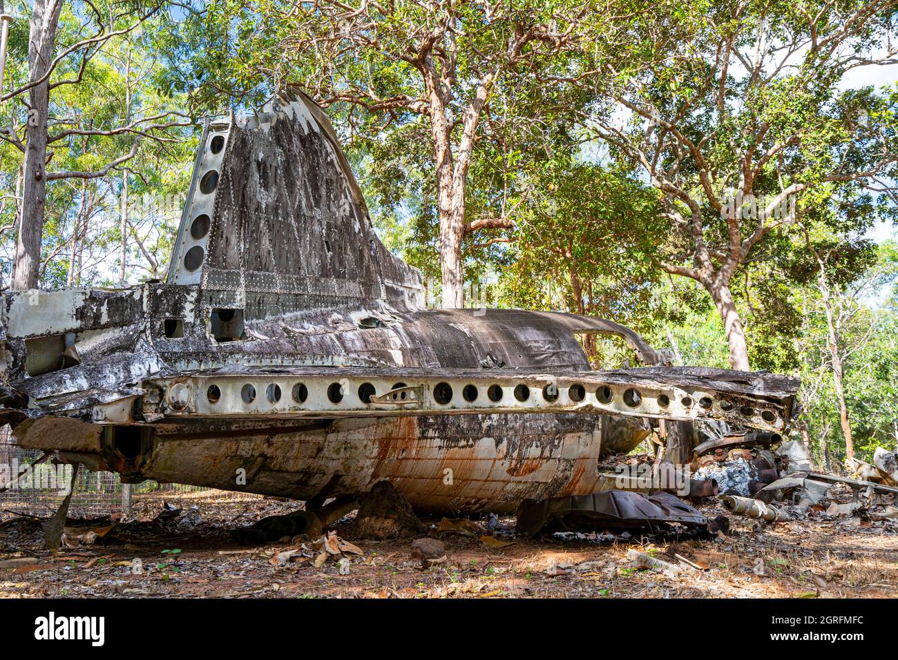 Wreckage of DC3 plane which crashed near Higgins Field, in 1945