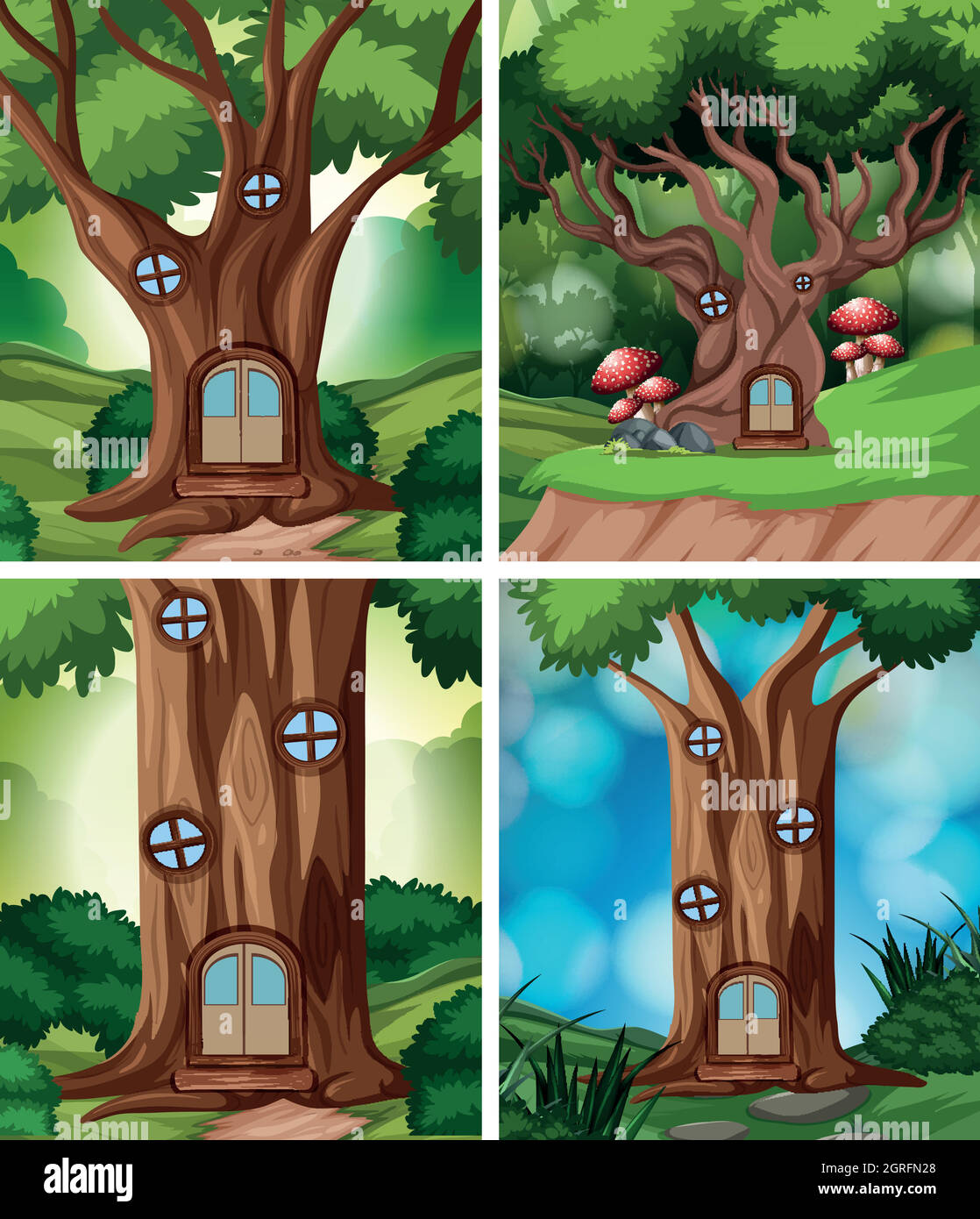 Set of treehouse in nature Stock Vector Image & Art - Alamy