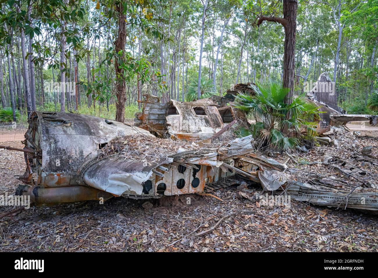 Wreckage of DC3 plane which crashed near Higgins Field, in 1945