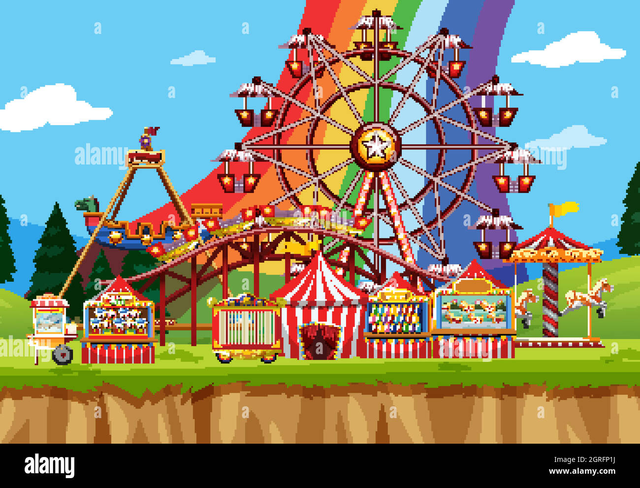 Circus scene with many rides at day time Stock Vector Image & Art - Alamy