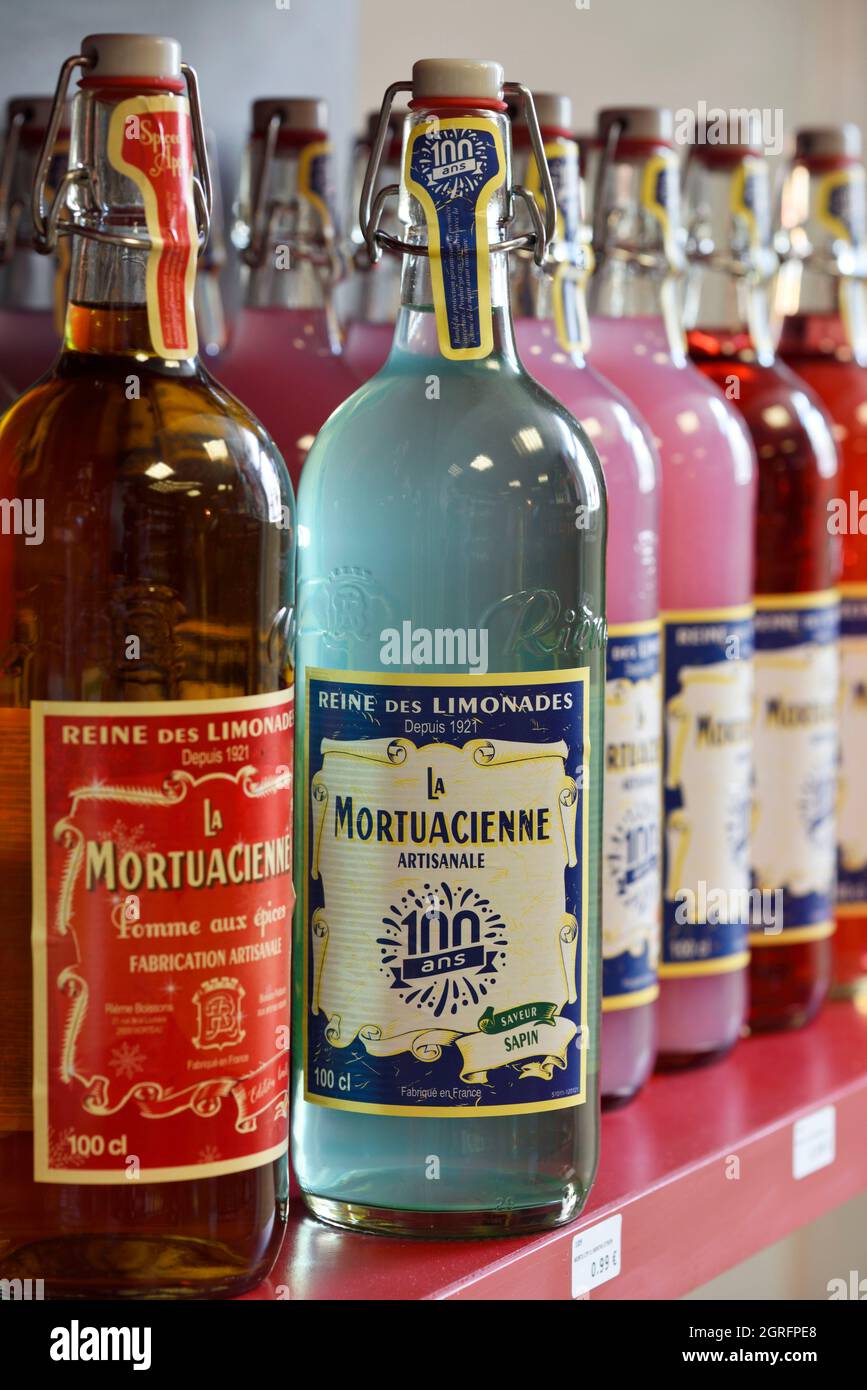 France, Doubs, Morteau, Boissons Rieme, manufacture of syrups and lemonade,  lemonade bottles Stock Photo - Alamy