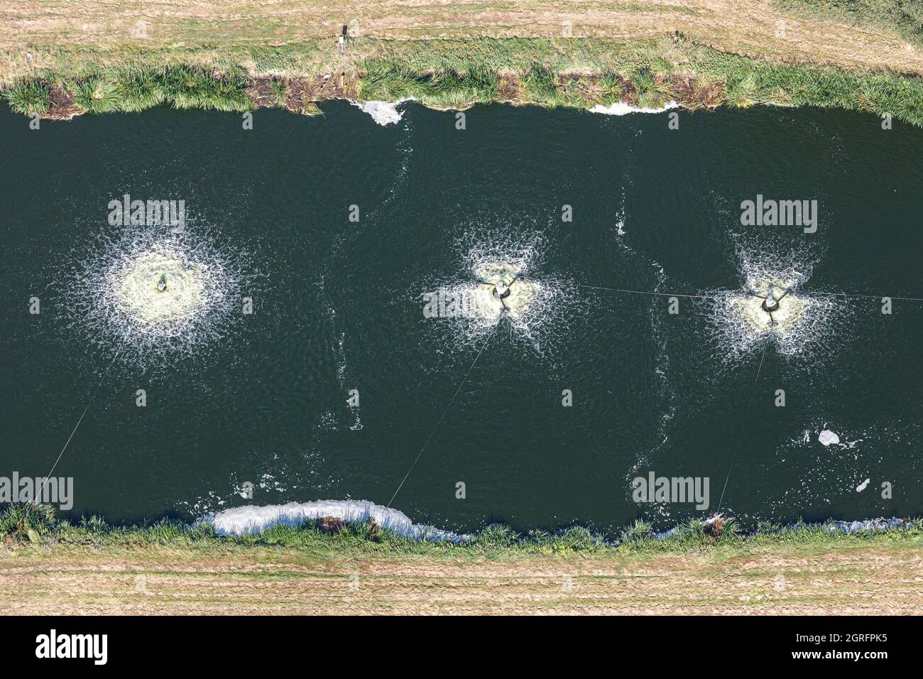 France, Vendee, L'Oie, wastewater treatment plant (aerial view Stock