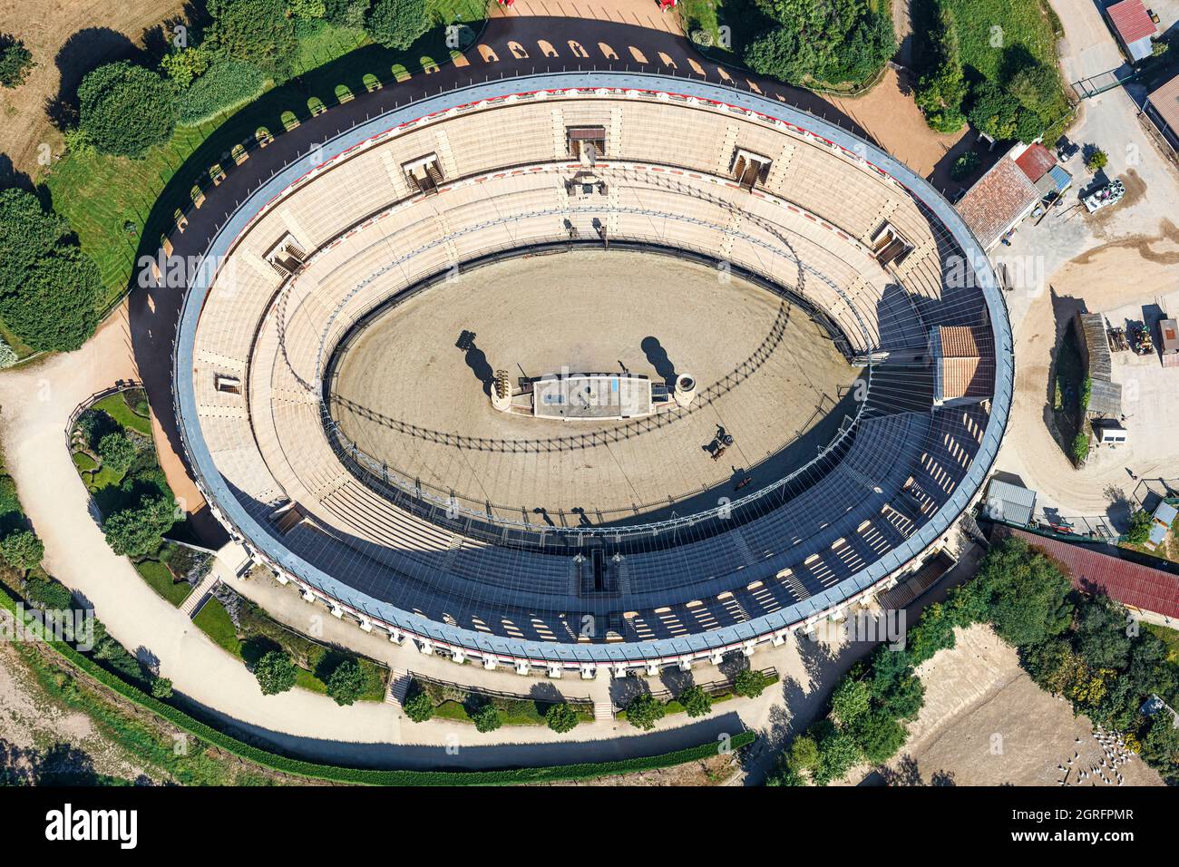 France, Vendee, Les Epesses, Le Puy du Fou, the arena (aerial view) Stock Photo