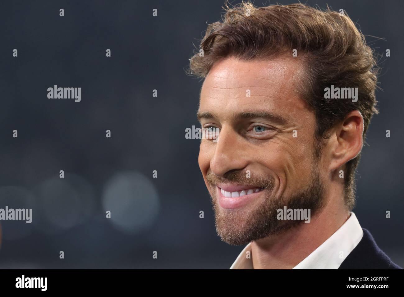 Turin, Italy. 29th Sep, 2021. Former Juventus midfielder Claudio Marchisio  comments for the Amazon Prime Channel prior to the UEFA Champions League  match at Allianz Stadium, Turin. Picture credit should read: Jonathan