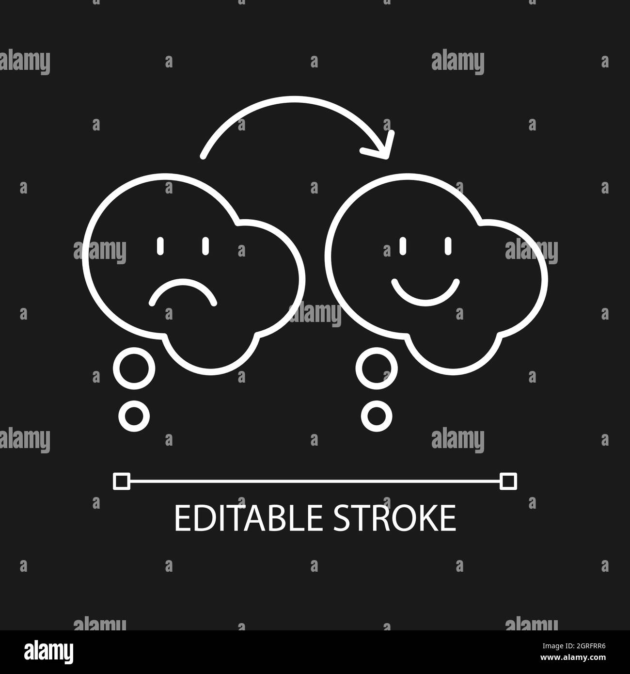 Changing opinion white linear icon for dark theme Stock Vector
