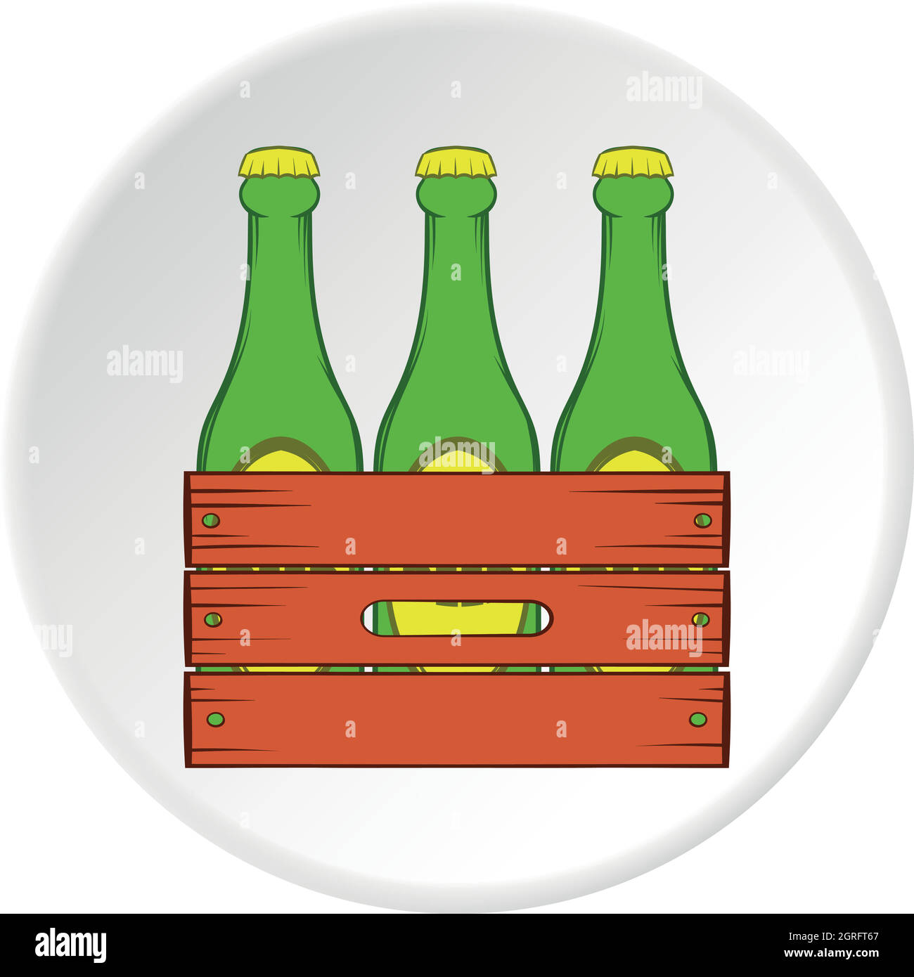 Beer bottles in a wooden box icon, cartoon style Stock Vector Image ...