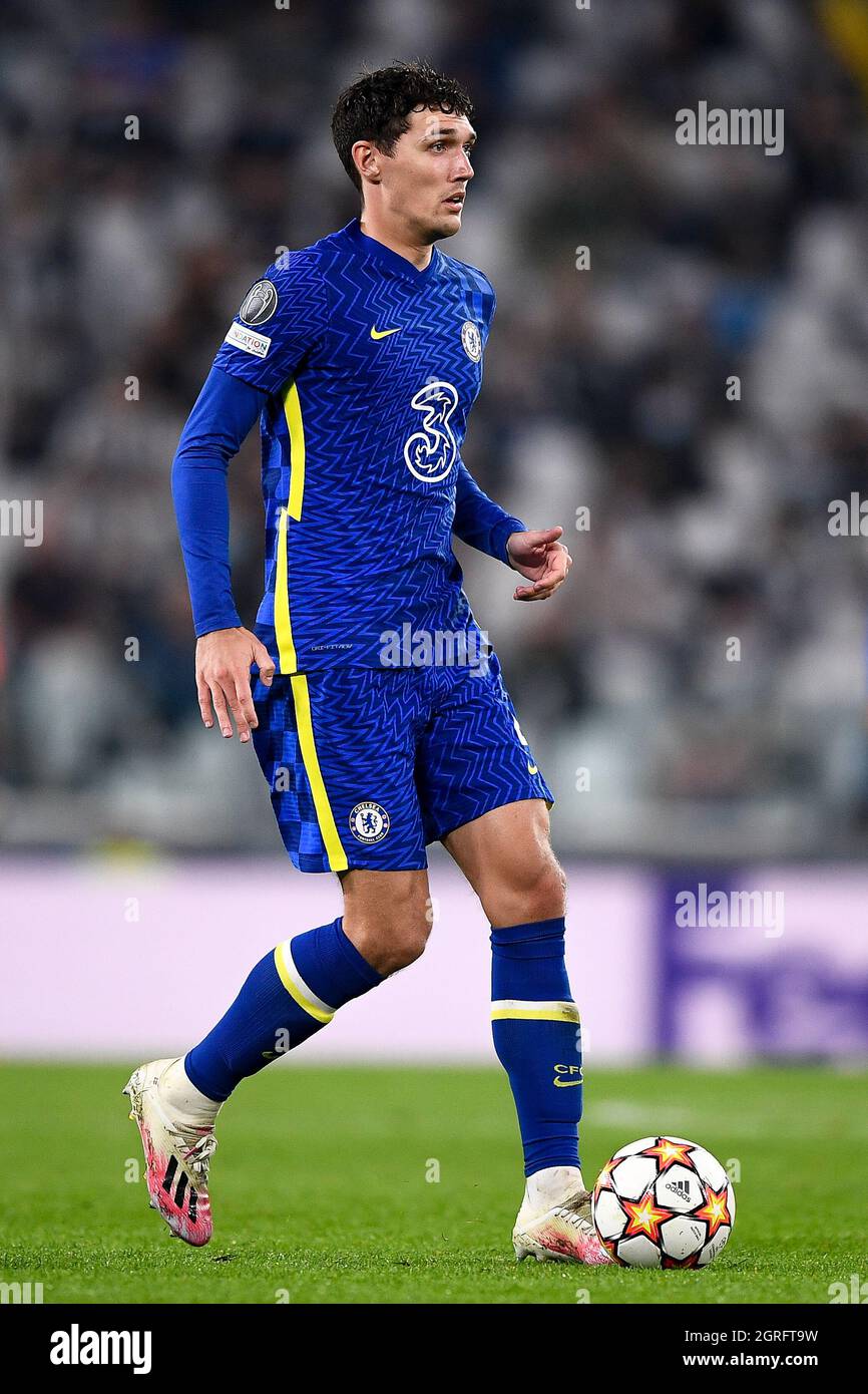 Turin, Italy. 29 September 2021. Andreas Christensen of Chelsea FC in  action during the UEFA Champions