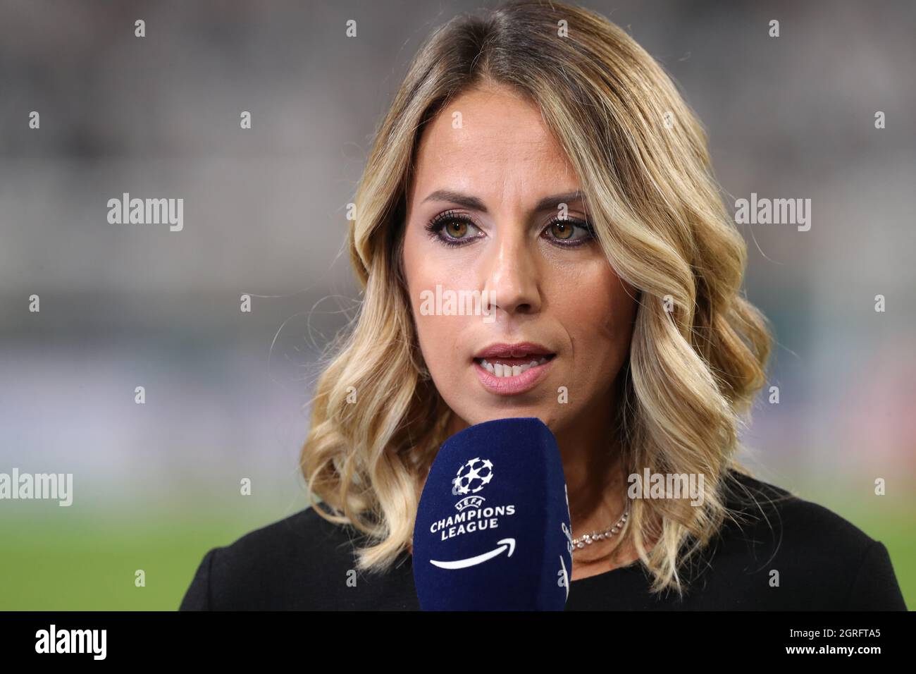 Turin, Italy. 29th Sep, 2021. Amazon Prime journalist Giulia Mizzoni prior  to the UEFA Champions League