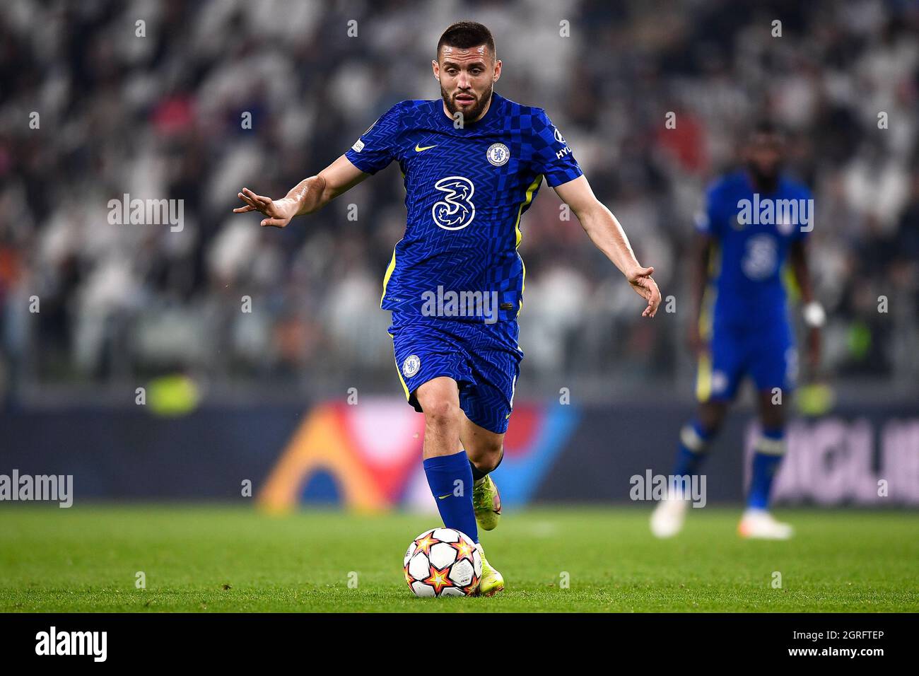 Turin, Italy. 29 September 2021. Mateo Kovacic of Chelsea FC in action during the UEFA Champions League football match between Juventus FC and Chelsea FC. Credit: Nicolò Campo/Alamy Live News Stock Photo