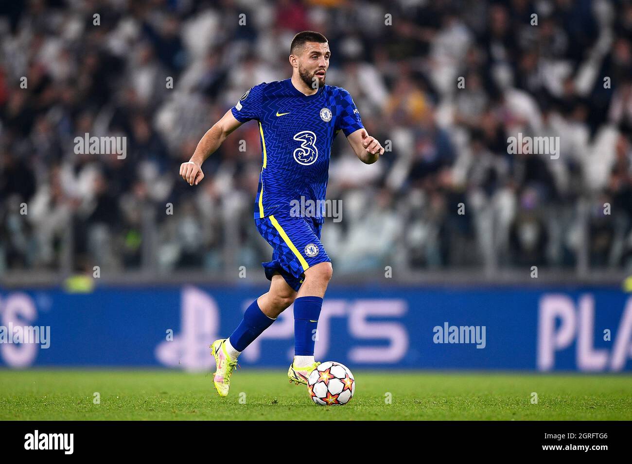 Turin, Italy. 29 September 2021. Mateo Kovacic of Chelsea FC in action during the UEFA Champions League football match between Juventus FC and Chelsea FC. Credit: Nicolò Campo/Alamy Live News Stock Photo