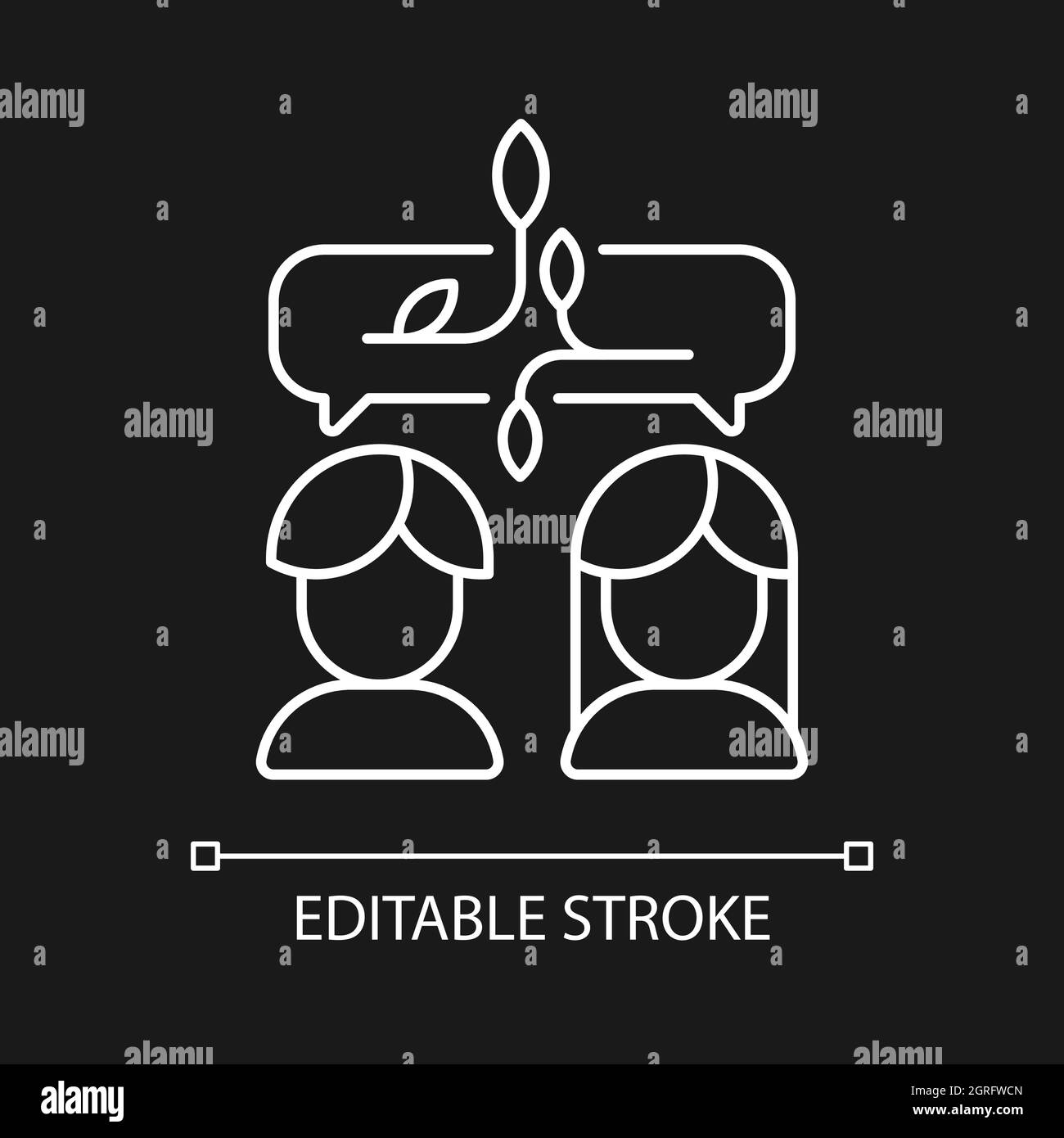 Nonviolent communication white linear icon for dark theme Stock Vector