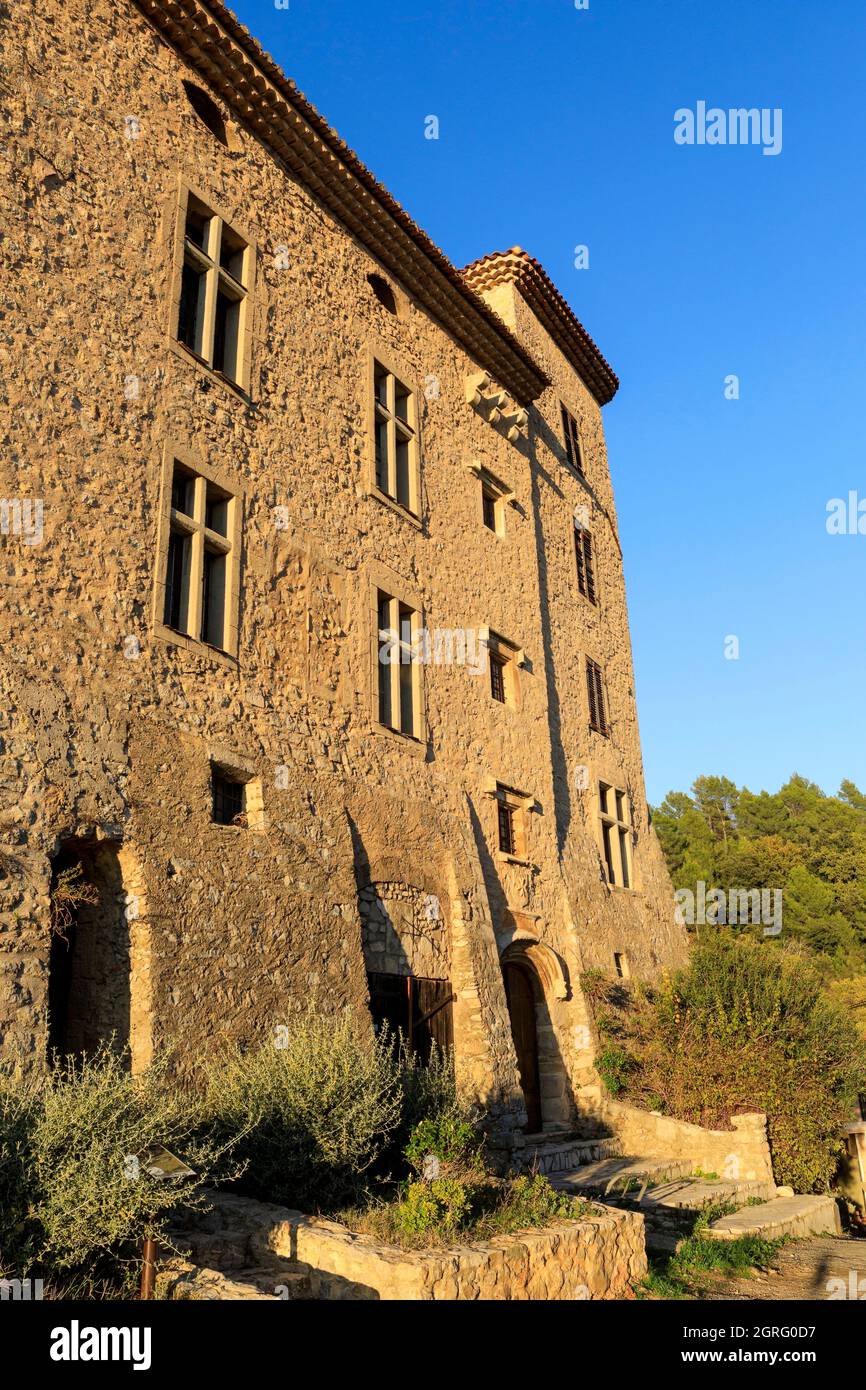 France, Var, Provence Verte, Montfort sur Argens, 14th century Templar castle, (private property) Stock Photo