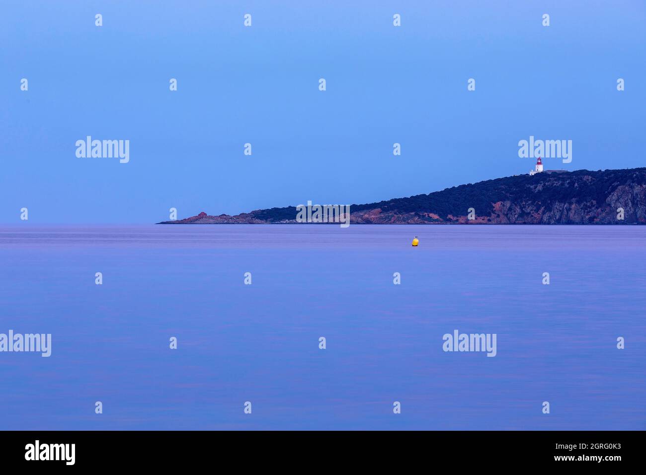 France, Corse du Sud, Gulf of Porto Vecchio, Porto Vecchio, Chiappa headland and lighthouse Stock Photo