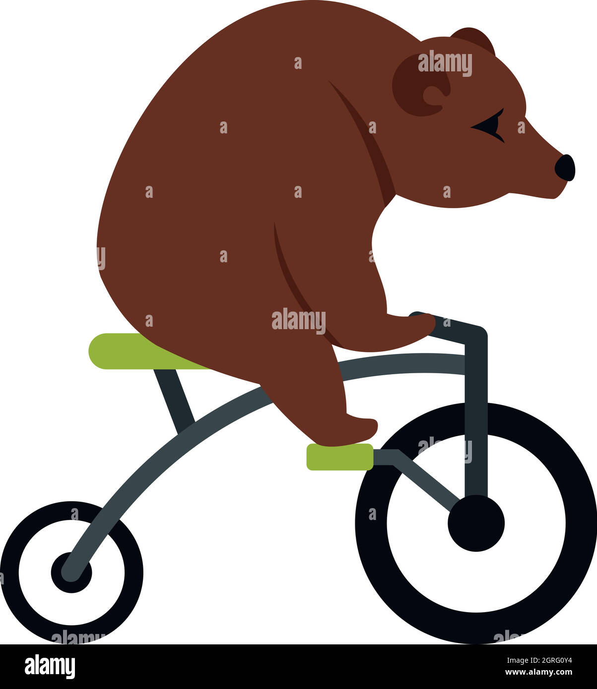 Bear on a bike icon, flat style Stock Vector