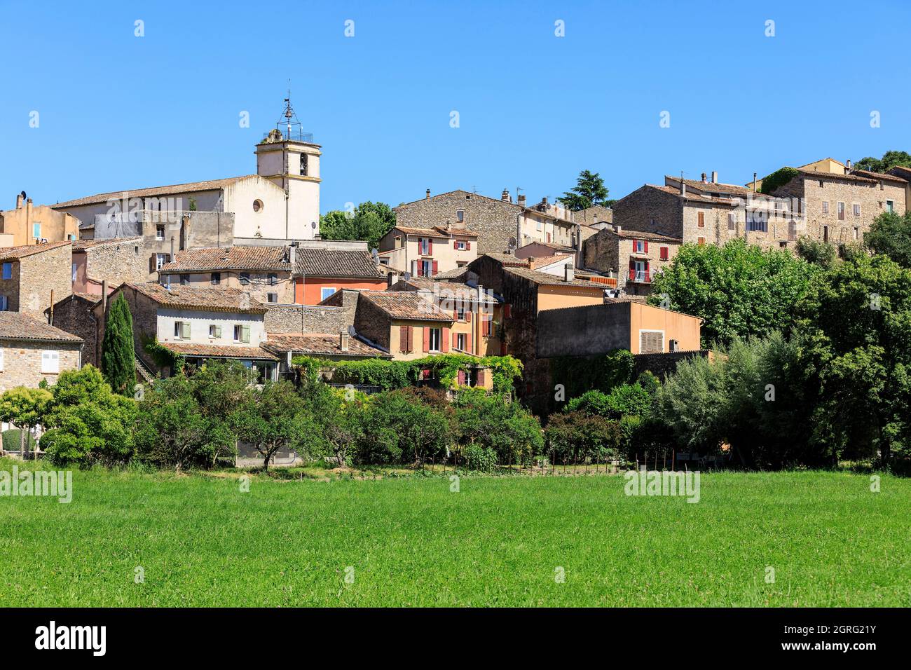 France, Var, Provence Verte, Bras, view of the village, Church of the ...