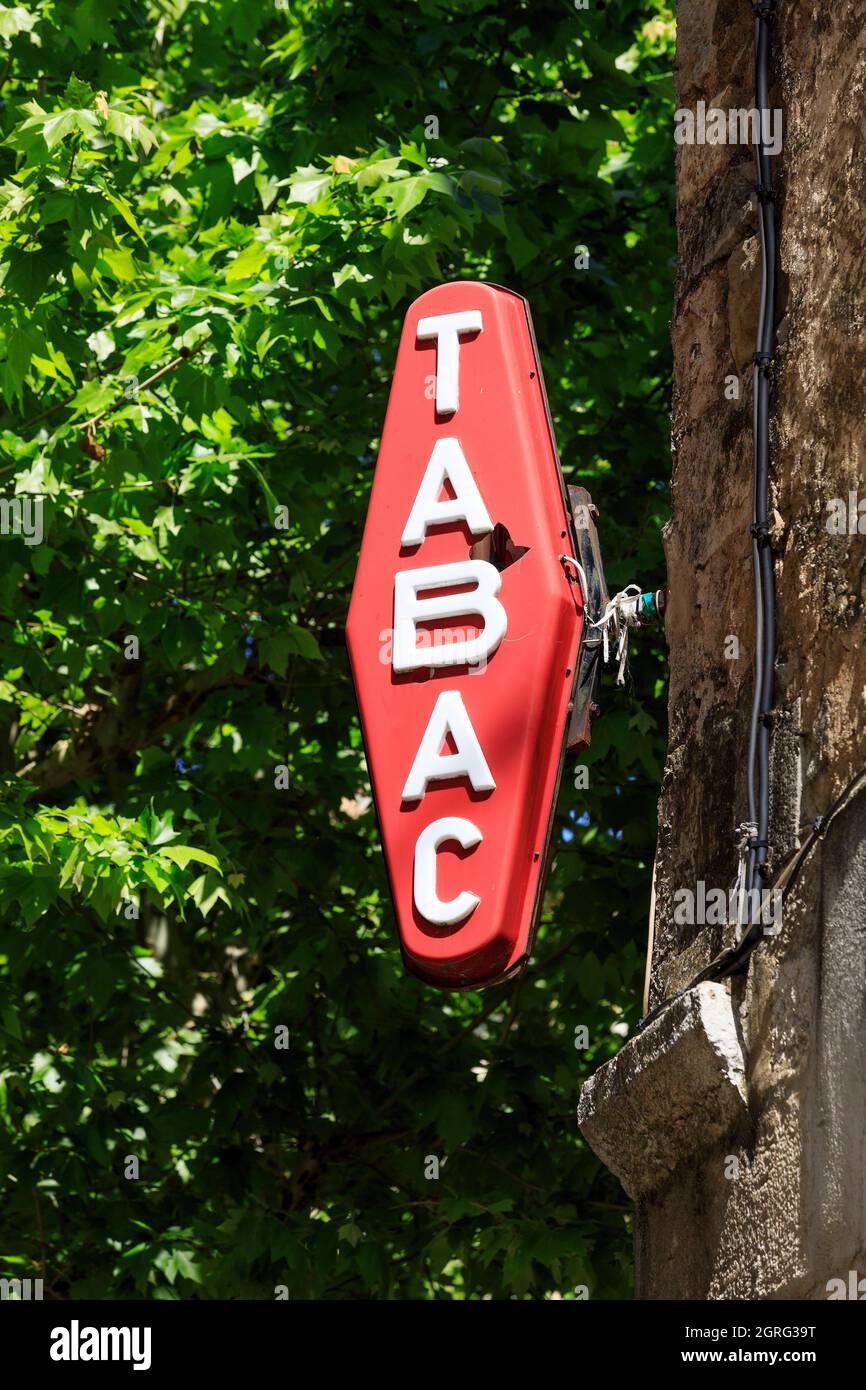 France, Var, Signes, Bar Tabac sign Stock Photo