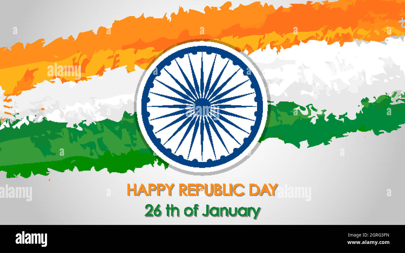 Happy republic day poster design with flag of India in background ...