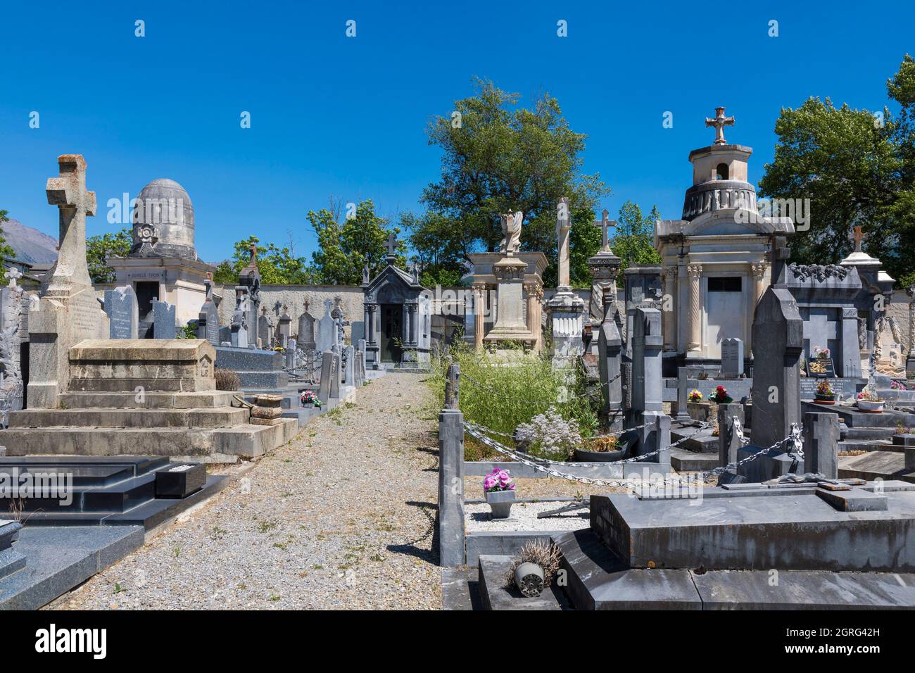 France, Alpes de Haute Provence, Ubaye valley, Barcelonnette, cemetery Stock Photo