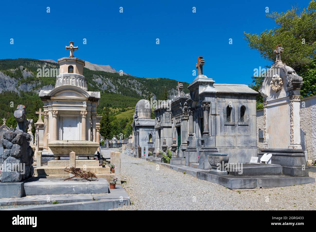 France, Alpes de Haute Provence, Ubaye valley, Barcelonnette, cemetery Stock Photo