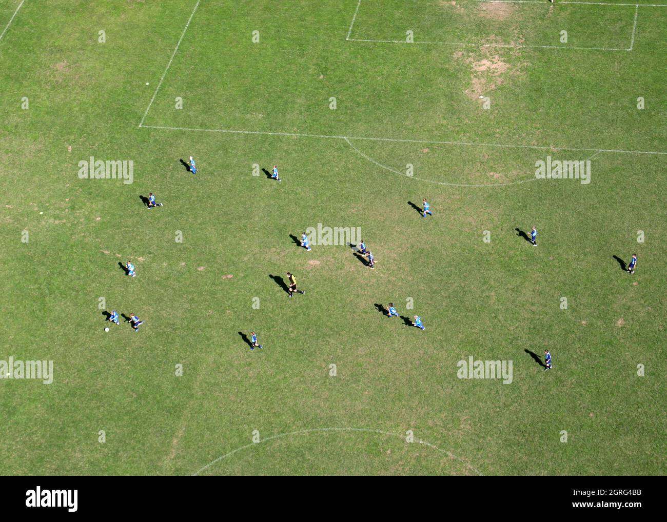 Children train football on a large football field in Velika Gorica, Croatia Stock Photo