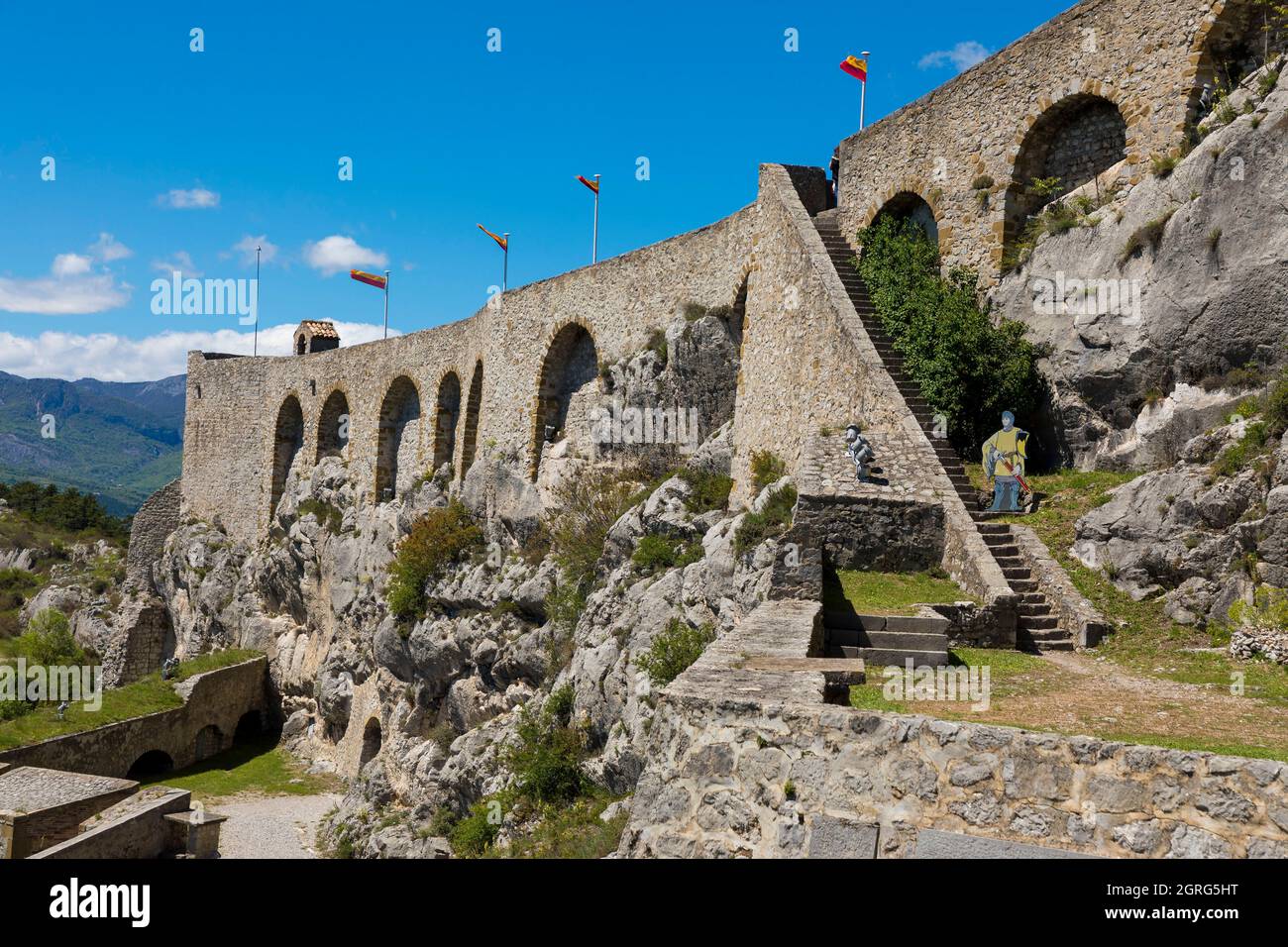 France, Alpes de Haute Provence, Sisteron, citadel, walkway Stock Photo