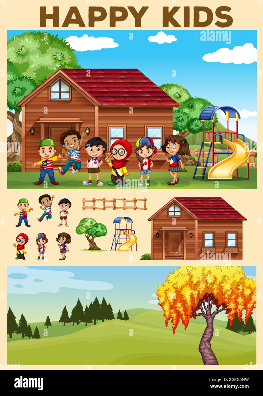 Children playing in the playground Stock Vector