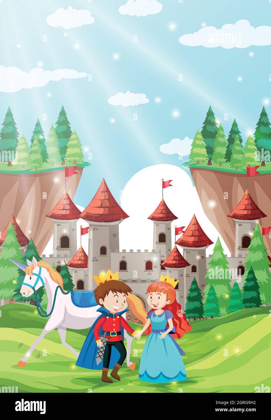 Prince and princess in castle scene Stock Vector Image & Art Alamy