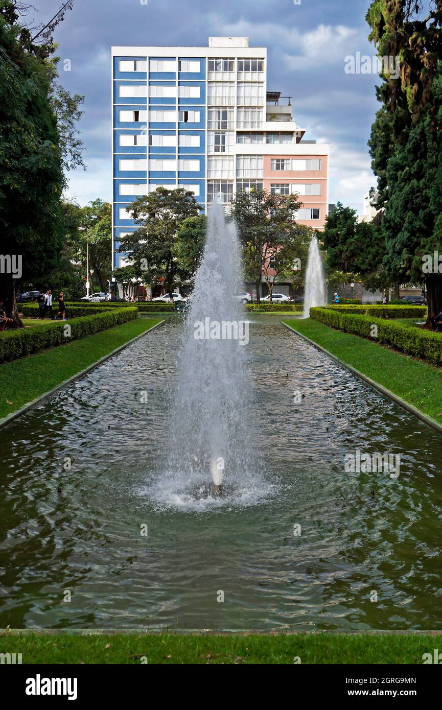 BELO HORIZONTE, MINAS GERAIS, BRAZIL - JANUARY 16, 2018: Fountain on public square (Praca da Liberdade) Stock Photo