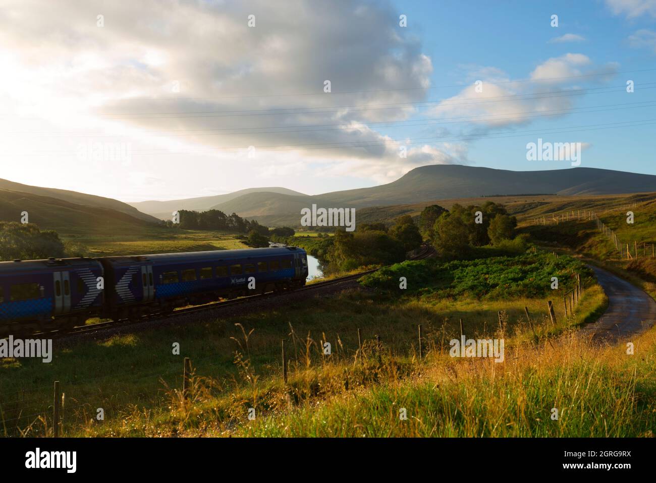 Scotrail train near Kildonan, Sutherland, Scotland Stock Photo