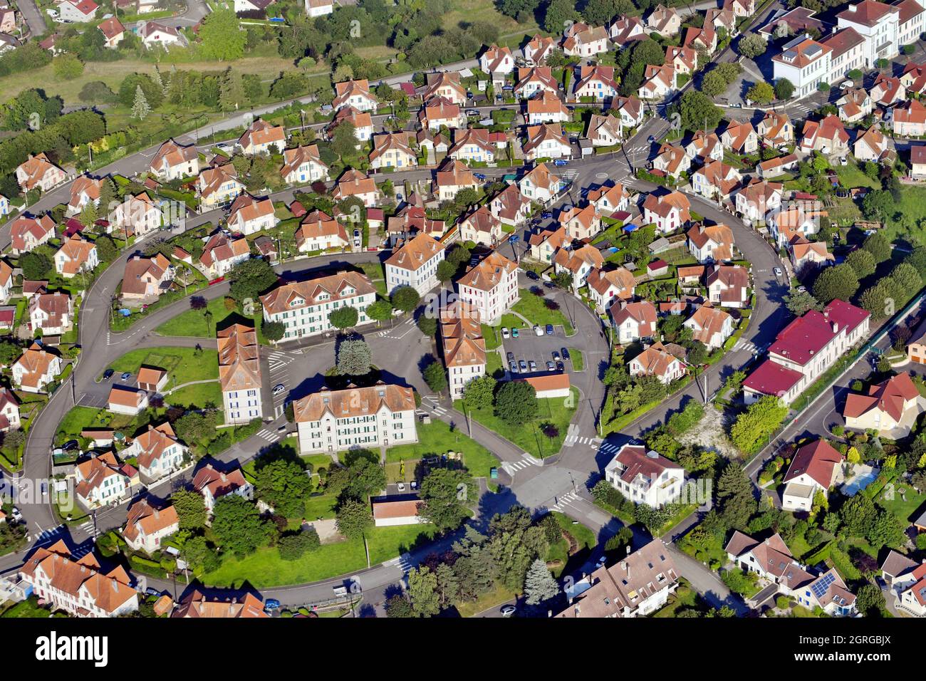 France, Doubs, Montbéliard, Chiffogne district, town planning, aerial view Stock Photo