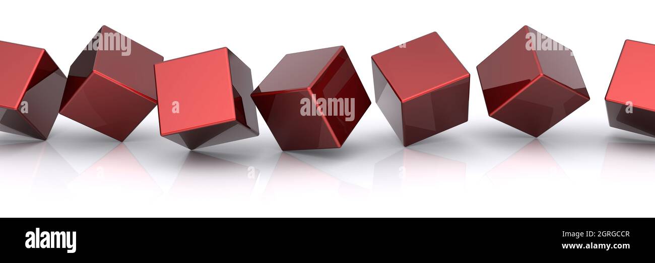 Red 3d cubes on a white background. Stock Photo