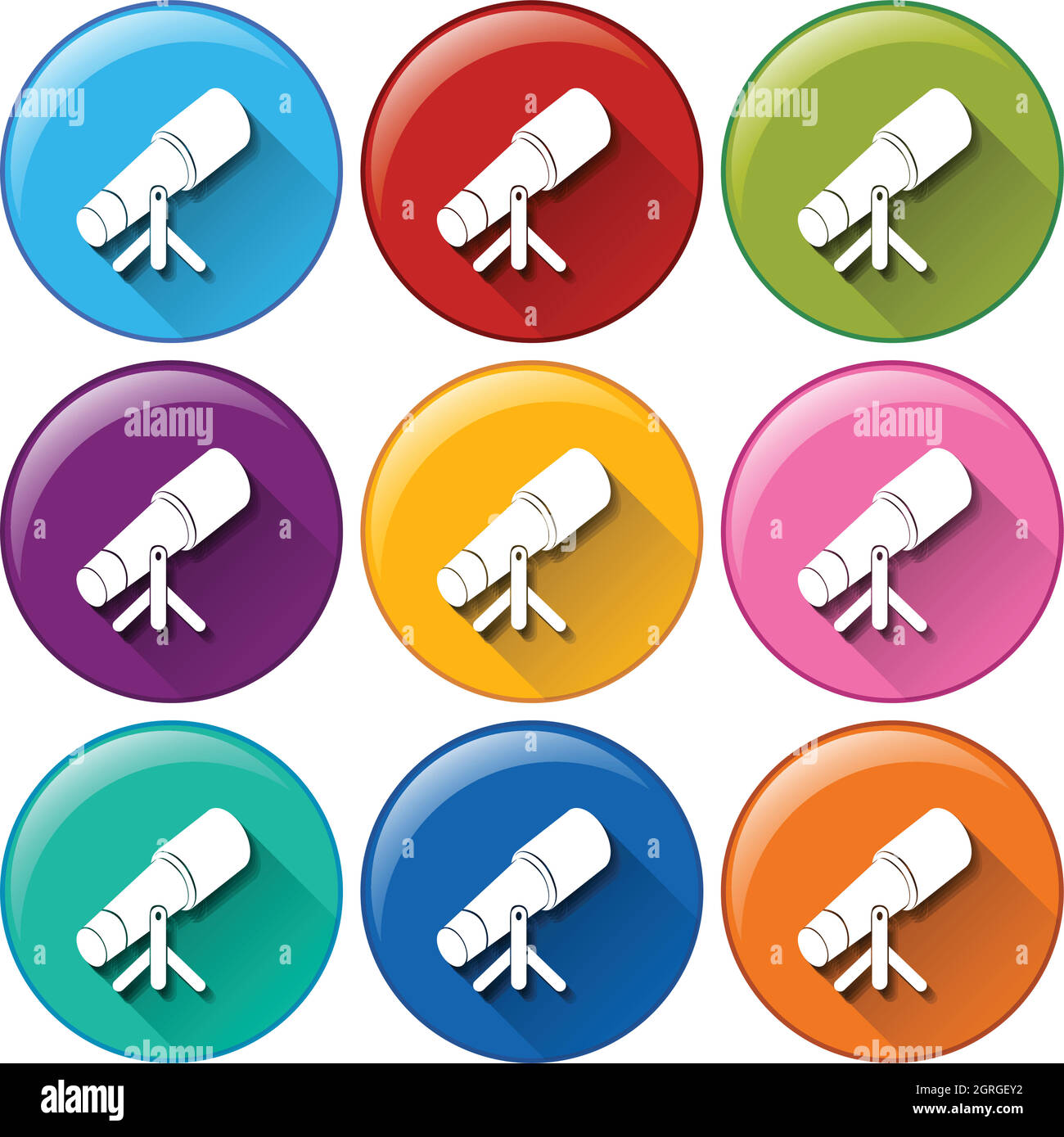Circle buttons with telescopes Stock Vector