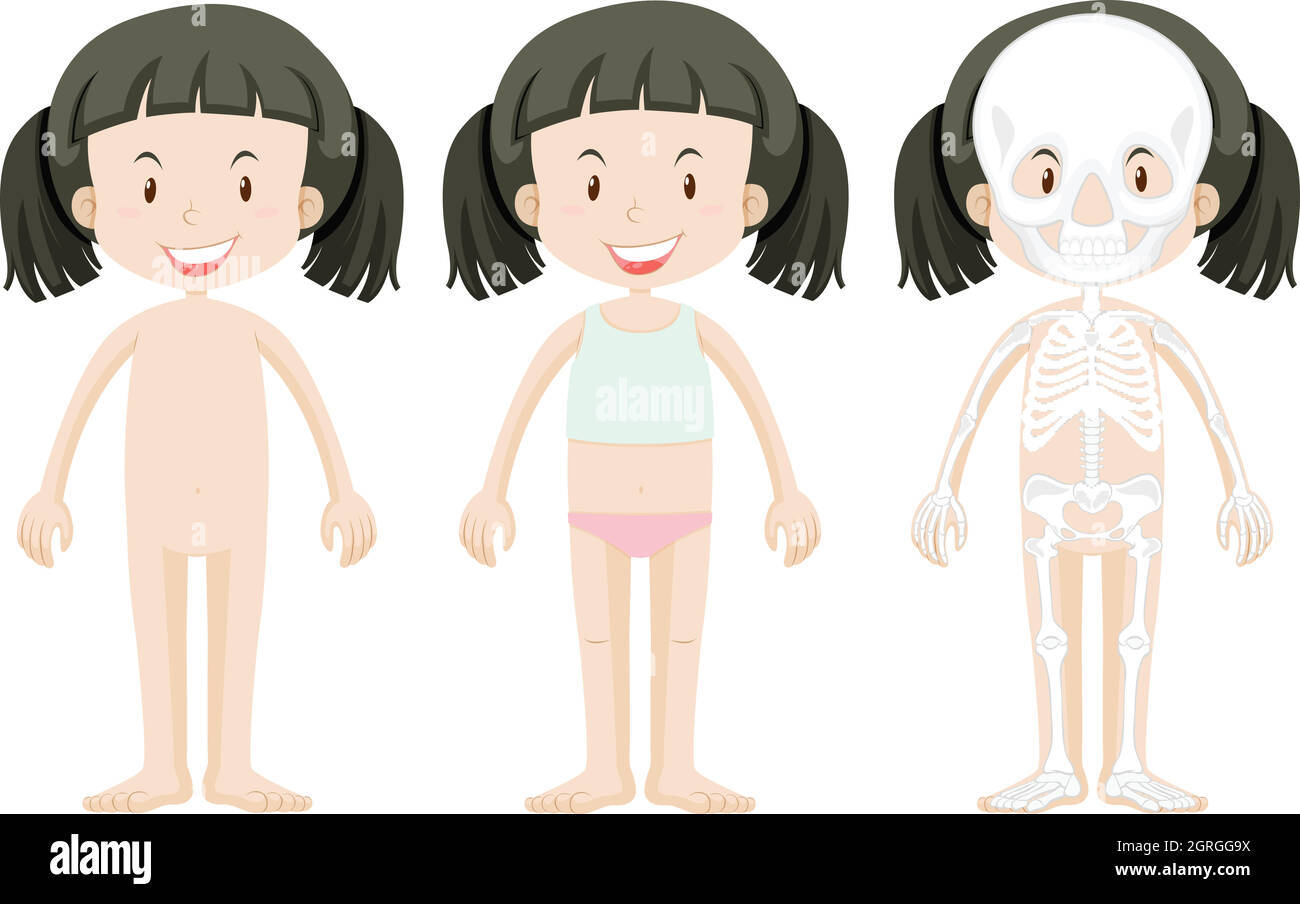 Girl and body parts Stock Vector